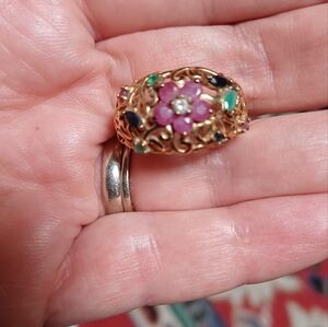 Ross-Simons Gold Ring with Pink and Green Accents